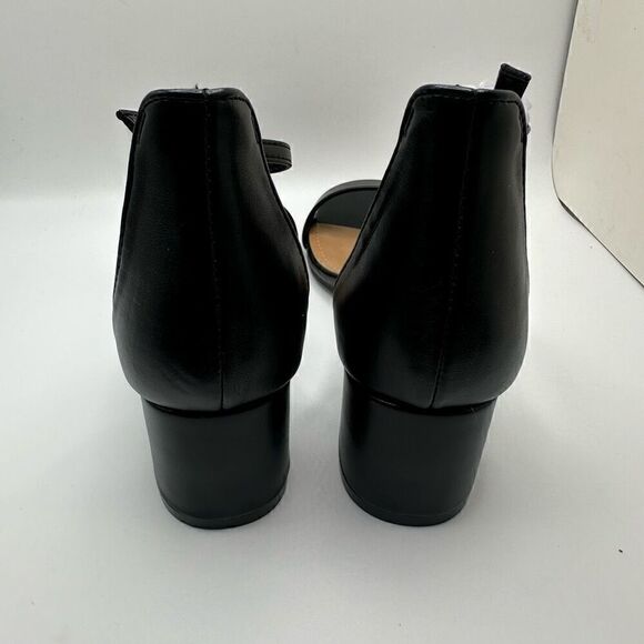 CUSHIONAIRE Women's Alba one band mid block heel sandal +Memory Foam 6.5 BLACK - Picture 4 of 7